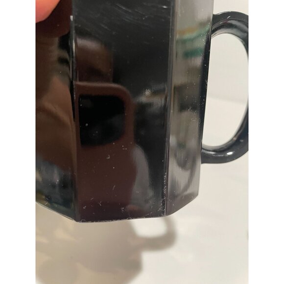 3 Mid Century Style Black Glass Octagon Coffee Mugs Cups ARCOROC France OCTIME - Picture 10 of 14